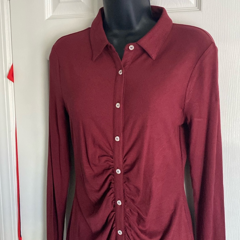 Long sleeve burgundy dress
